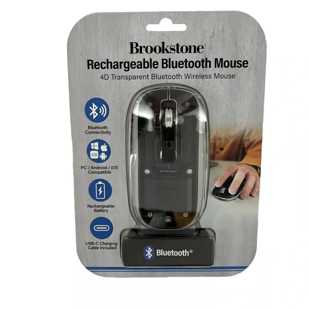 Rechargeable Bluetooth Mouse 4D Transparent Brookstone